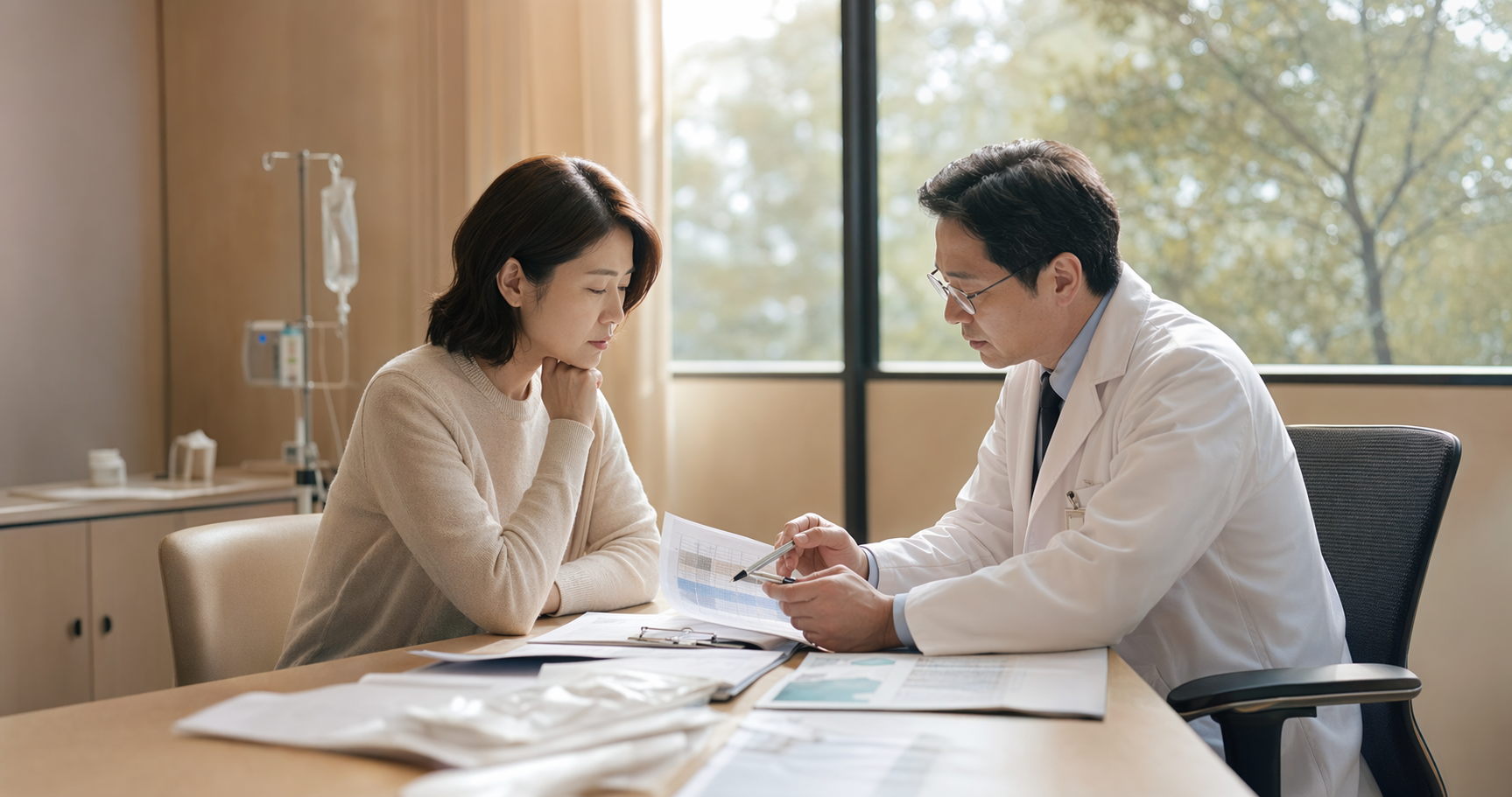 암 진단과 치료 흐름을 정리한 문서형 장면